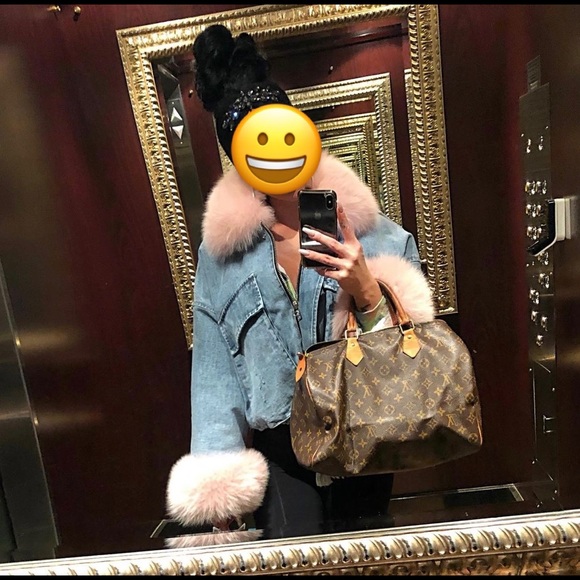 Real Rabbit Fur distressed Jean Coat - Picture 2 of 7